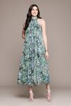 Buy_Ritu Kumar_Blue Viscose Embroidery Crew Neck Calabria Jumpsuit _Online_at_Aza_Fashions