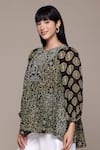 Buy_Ritu Kumar_Black Viscose Embroidery Round Neck Saatchi Kurta _Online_at_Aza_Fashions