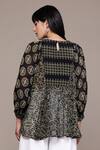 Shop_Ritu Kumar_Black Viscose Embroidery Round Neck Saatchi Kurta _at_Aza_Fashions