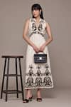Buy_Ritu Kumar_Cotton Embroidery Bandeau Neck Ecru Inlay Long Dress _at_Aza_Fashions