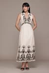 Ritu Kumar_Cotton Embroidery Bandeau Neck Ecru Inlay Long Dress _Online_at_Aza_Fashions