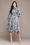 Buy_Ritu Kumar_Blue Cotton, Silk Calabria Long Dress _Online_at_Aza_Fashions