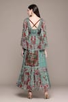 Shop_Ritu Kumar_Teal Viscose V-neck Pierra Long Dress _at_Aza_Fashions