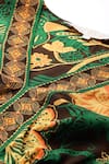 Ritu Kumar_Brown Viscose Embroidery V-neck Botanic Print Fit And Flare Dress _at_Aza_Fashions