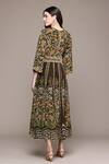 Shop_Ritu Kumar_Brown Viscose Round Neck Flora Long Dress _at_Aza_Fashions