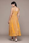 Shop_Ritu Kumar_Yellow Viscose Square Collar Keya Long Dress _at_Aza_Fashions