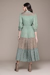 Shop_Ritu Kumar_Green Viscose V-neck Essential-avani Buti Long Dress _at_Aza_Fashions