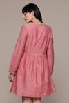 Shop_Ritu Kumar_Pink Viscose, Cotton Embroidery Round Neck Essential-label Short Dress _at_Aza_Fashions