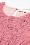 Buy_Ritu Kumar_Pink Viscose, Cotton Embroidery Round Neck Essential-label Short Dress _Online_at_Aza_Fashions
