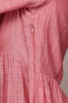 Shop_Ritu Kumar_Pink Viscose, Cotton Embroidery Round Neck Essential-label Short Dress _Online_at_Aza_Fashions
