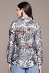Shop_Ritu Kumar_Blue Cotton, Silk Shawl Neck, Collared Calabria Printed Shirt _at_Aza_Fashions