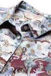 Shop_Ritu Kumar_Blue Cotton, Silk Shawl Neck, Collared Calabria Printed Shirt _Online_at_Aza_Fashions