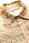 Shop_Ritu Kumar_Beige Viscose Embroidery Shawl Neck Arith Digital Print Shirt _Online_at_Aza_Fashions