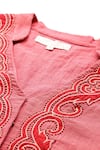 Buy_Ritu Kumar_Pink Cotton Embroidery V-neck Inlay Short Kurta _Online_at_Aza_Fashions