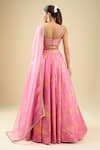 Shop_Shyam Narayan Prasad_Fuchsia Brocade, Organza Zari, Embroidery Flamingo Pink Zardozi Lehenga Set _at_Aza_Fashions