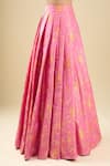 Buy_Shyam Narayan Prasad_Fuchsia Brocade, Organza Zari, Embroidery Flamingo Pink Zardozi Lehenga Set 