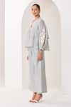 Shop_Sue Mue_Blue Handloom Cotton, Silk, Chanderi Embroidery, Beads, Ice Handwoven Set _Online_at_Aza_Fashions
