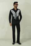 Buy_Courtyard By Abhi_Black Lycra Handpainted Shirt And Trouser Set _at_Aza_Fashions
