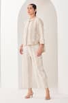 Shop_Sue Mue_White Linen Embroidery Collared Beige Co-ordinate Set 