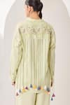 Shop_Sue Mue_Mint Linen Tassels, Embroidery Collared Green Co-ordinate Set _Online_at_Aza_Fashions