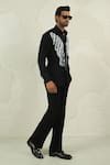 Buy_Courtyard By Abhi_Black Lycra Handpainted Shirt And Trouser Set _Online_at_Aza_Fashions