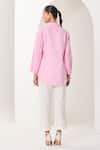 Shop_Sue Mue_Pink Linen Embroidery Collared Light Shirt And Pant Set _at_Aza_Fashions