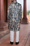 Shop_Arihant Rai Sinha_Blue Silk, Polyester, Viscose Sequins, Bluish Grey Thread Sherwani Set _at_Aza_Fashions