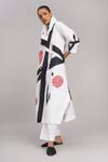 Taika By Poonam Bhagat_White Linen Embroidery Collared Printed Tunic And Pant Set _Online_at_Aza_Fashions