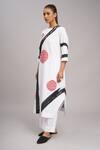 Buy_Taika By Poonam Bhagat_White Linen Embroidery Round Neck Printed Tunic And Pant Set _Online_at_Aza_Fashions