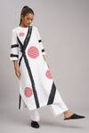 Taika By Poonam Bhagat_White Linen Embroidery Round Neck Printed Tunic And Pant Set _at_Aza_Fashions