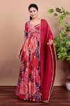 Buy_Nidhi Kejriwal_Multi Color Georgette, Organza Floral Anarkali Dress With Matching Dupatta _Online_at_Aza_Fashions