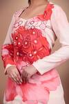 Nidhi Kejriwal_Pink Crepe Embroidery Square Neck Floral Co-ord Set _at_Aza_Fashions