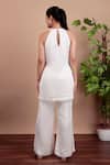 Shop_Nidhi Kejriwal_Off White Cotton, Linen Embroidery Halter Neck Floral Hand-painted Co-ord Set _at_Aza_Fashions