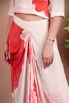 Nidhi Kejriwal_Pink Crepe Open Neck Floral Indo-western Drape Set _Online_at_Aza_Fashions