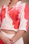 Buy_Nidhi Kejriwal_Pink Crepe Open Neck Floral Indo-western Drape Set 