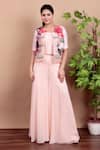 Buy_Nidhi Kejriwal_Pink Georgette, Modal, Satin, Chanderi Sequins Blush Indo-western Dress Set _at_Aza_Fashions