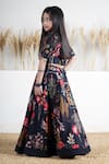 Shop_Mamma Plz_Black Chanderi Handwoven Lehenga Set _at_Aza_Fashions