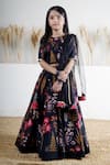 Buy_Mamma Plz_Black Chanderi Handwoven Lehenga Set _at_Aza_Fashions
