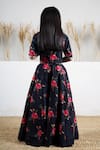 Shop_Mamma Plz_Black Chanderi Floral Handwoven Lehenga Set _at_Aza_Fashions