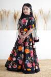 Buy_Mamma Plz_Black Embroidery Floral Hand Block Print Lehenga Set _at_Aza_Fashions