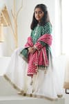 Shop_Mamma Plz_Green Chanderi, Cotton Zari Buti Contrast Sharara Set _at_Aza_Fashions
