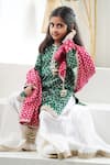 Mamma Plz_Green Chanderi, Cotton Zari Buti Contrast Sharara Set _Online_at_Aza_Fashions