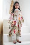 Buy_Mamma Plz_Green Chanderi, Cotton Gota Patti Floral Printed Kaftan Set _Online_at_Aza_Fashions