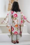 Shop_Mamma Plz_Green Chanderi, Cotton Gota Patti Floral Printed Kaftan Set _at_Aza_Fashions