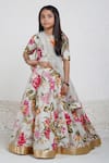 Buy_Mamma Plz_Multi Color Chanderi Zari Floral Handwoven Lehenga Set _at_Aza_Fashions
