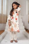 Shop_Mamma Plz_Ivory Chanderi, Cotton Floral Kurta Set _Online_at_Aza_Fashions