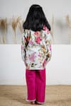 Shop_Mamma Plz_Multi Color Chanderi Gota Patti Floral Print Kurta And Hot Pink Pant Set _at_Aza_Fashions