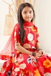 Buy_Mamma Plz_Red Chanderi Floral Lehenga Choli Set _Online_at_Aza_Fashions