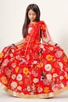 Shop_Mamma Plz_Red Chanderi Floral Lehenga Choli Set _at_Aza_Fashions