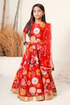 Buy_Mamma Plz_Red Chanderi Floral Lehenga Choli Set _at_Aza_Fashions